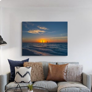 Sailboats at Sunset Original Photography, Beach Landscape Photo, Ocean Inspired Wall Art, Coastal Home Decor