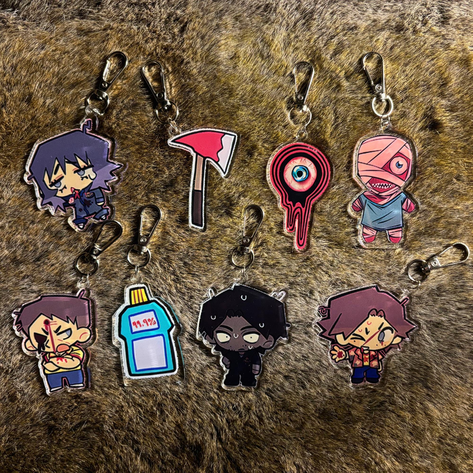 Mouthwashing Game Keychains Curly, Anya, Jimmy, Swansea, Daisuke