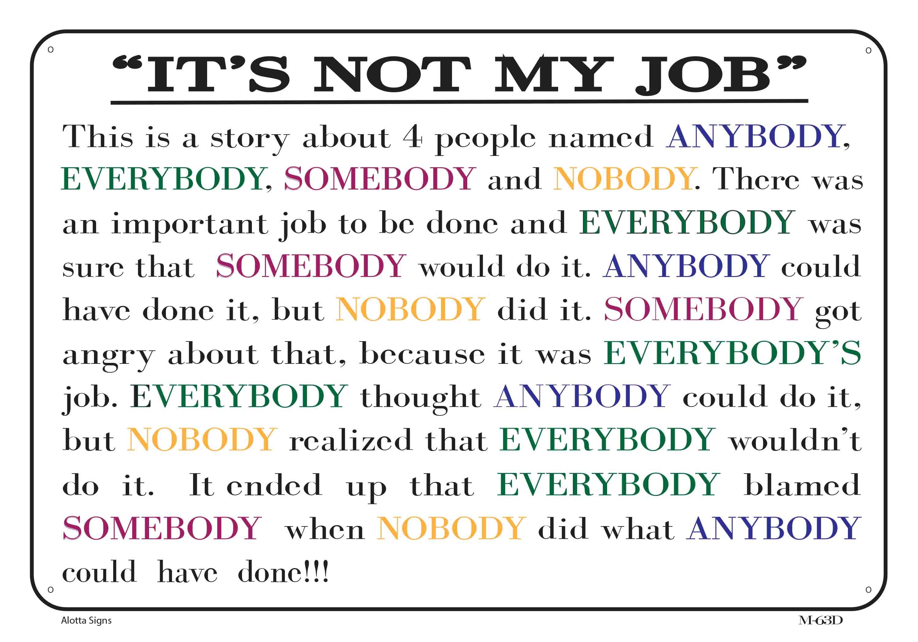 Not My Sign Sign It's NOT My Job Sign - Novelty Sign - Etsy
