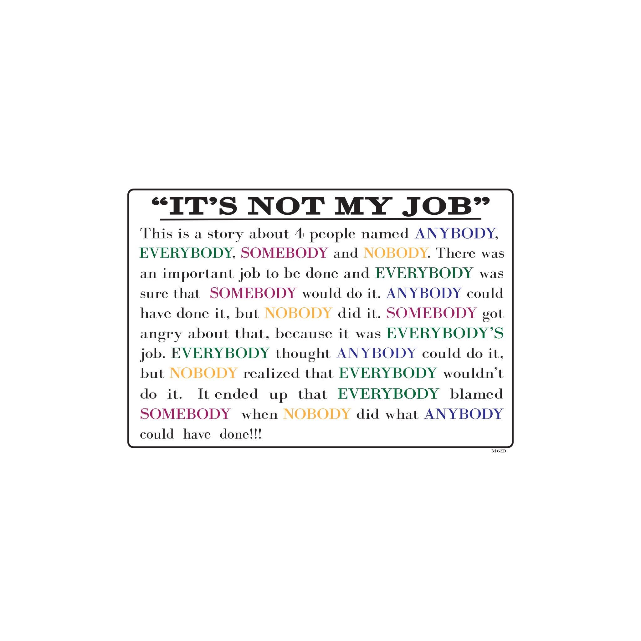 It's NOT My Job Sign - Novelty Sign - Etsy