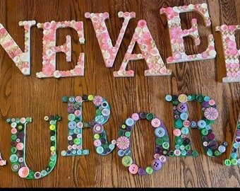 Buttoned Wooden Letters