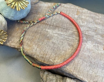 Pulsera Artesanal con Nudos de la Suerte, Pulsera estilo Tibetano, Hombre y Mujer, Pulsera de hilo trenzado, Nudos de la Suerte