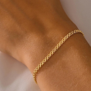 14K guld Bismark kedjearmband, 2,5 mm elegant guldkedjearmband, minimalistiskt vardagsarmband, stapelbara guldsmycken, delikat massivt guld