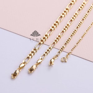 14K Gold Figaro Chain Anklet, 2mm 3mm 4mm 5mm Figaro Chain Anklet, Genuine Gold Chain Anklet, Thick Figaro Anklet, Man Woman Anklet image 10