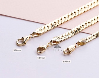 Tobillera de eslabón cubano de oro de 14K, tobillera de cadena de eslabón cubano, tobillera de eslabón curb de 3,9 mm 5 mm 5,6 mm, cadena vintage gruesa, apilamiento de hombres y mujeres