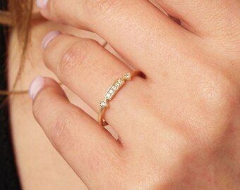 14K Gold Vintage Diamond Ring, Gold Matching Ring, Stacking Gold Band Ring, Promise Band Ring, Anniversary Ring, Gift For Her
