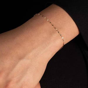 14K Solid Gold Paillettenarmband, 2 mm 3 mm 4 mm Goldarmband, Zarte Minimalistische Handgefertigte Armband Zierlich, dünnes Kettenarmband, Geschenk für Sie