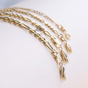 14K Gold Figaro Chain Anklet, 2mm 3mm 4mm 5mm Figaro Chain Anklet, Genuine Gold Chain Anklet, Thick Figaro Anklet, Man Woman Anklet image 8