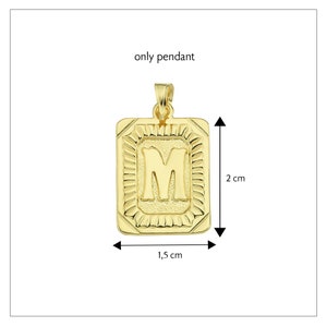 14K Gold Initial Necklace, Personalized Letter Pendant Necklace, Rectangle Letter Pendants, Custom Alphabet Necklace, Tag Pendant