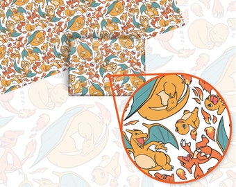Charizard Charmander Charmeleon Wrapping Paper, Perfect for a Gift, Present, Holiday, Birthday! Japanese Anime