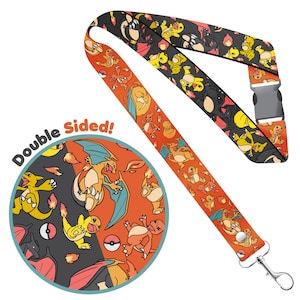Charizard Charmander Charmeleon XL Breakaway Lanyard! Perfect for a Gift, Present, Holiday, Birthday! Japanese Anime
