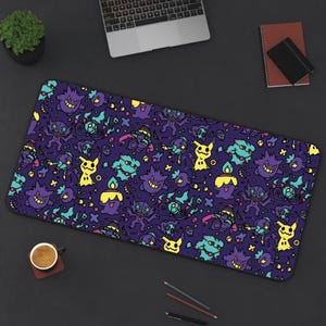 Gengar Ghost Pattern Desk Mat! Perfect for a Gift, Present, Holiday, Birthday! Japanese Anime