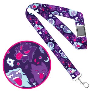 Gengar Haunter Gastly XL Lanyard! Perfect for a Gift, Present, Holiday, Birthday! Japanese Anime