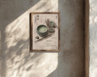 Matcha Tea Print: Japanese Kitchen Art - Wabi Sabi Style (Digital Download)
