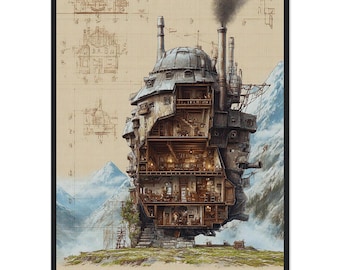 Howl's Moving Castle Poster | Studio Ghibli Wabi Sabi Print