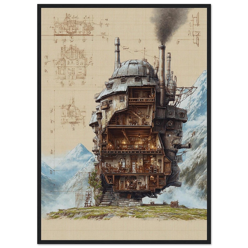 Howl's Moving Castle Poster | Studio Ghibli Wabi Sabi Print image 1