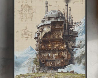 Impresión de El castillo ambulante / Arte anime Wabi Sabi de Studio Ghibli (Descarga digital)