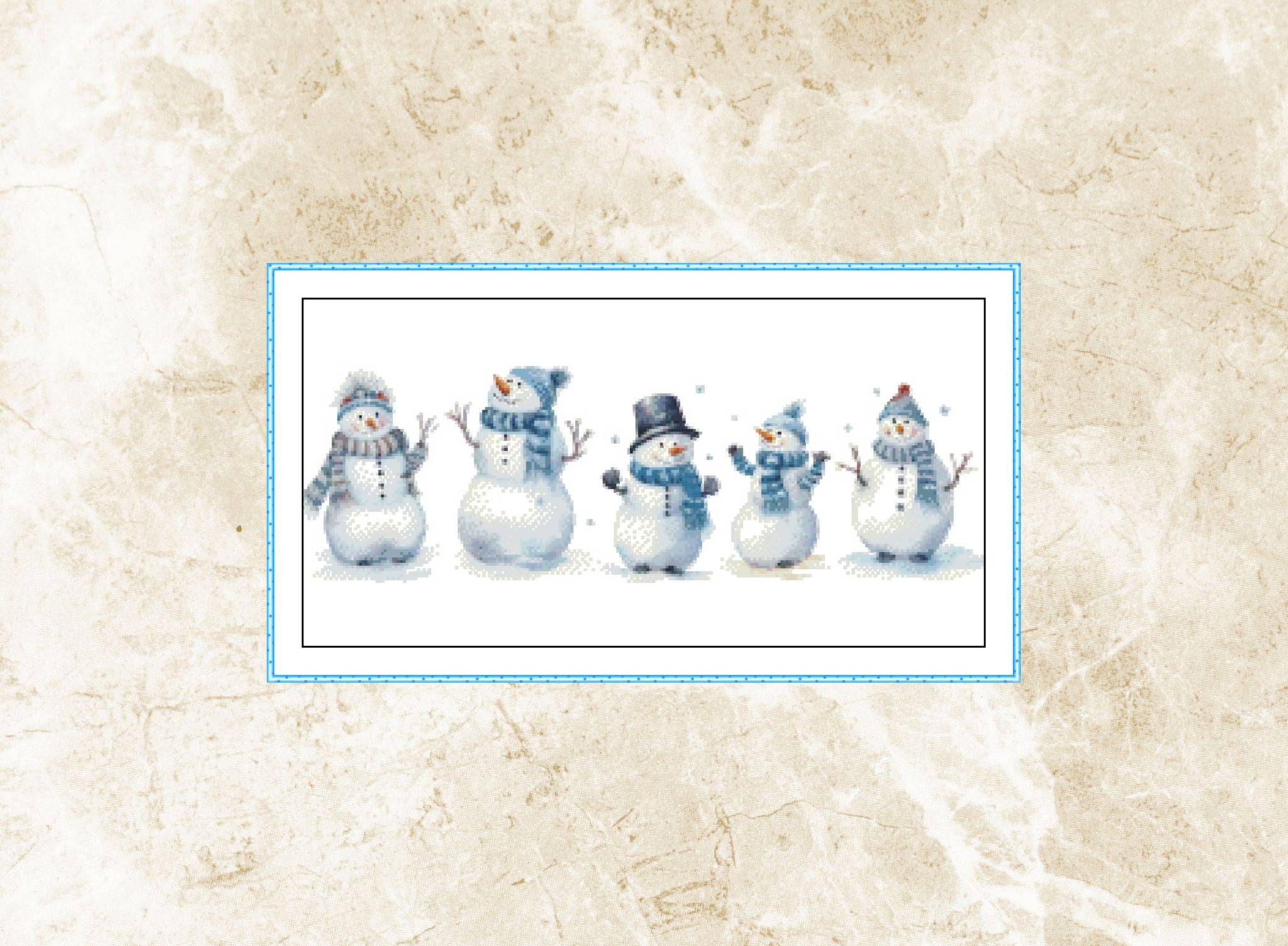 雪だるまページ 水彩雪だるまのクロスステッチパターン：冬の刺繍（PDF） - Etsy 日本