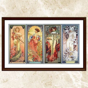 Cross Stitch Pattern ,Four Seasons by Alphonse Mucha,Pattern Keeper,Counted Cross Stitch,PDF,Instant Download