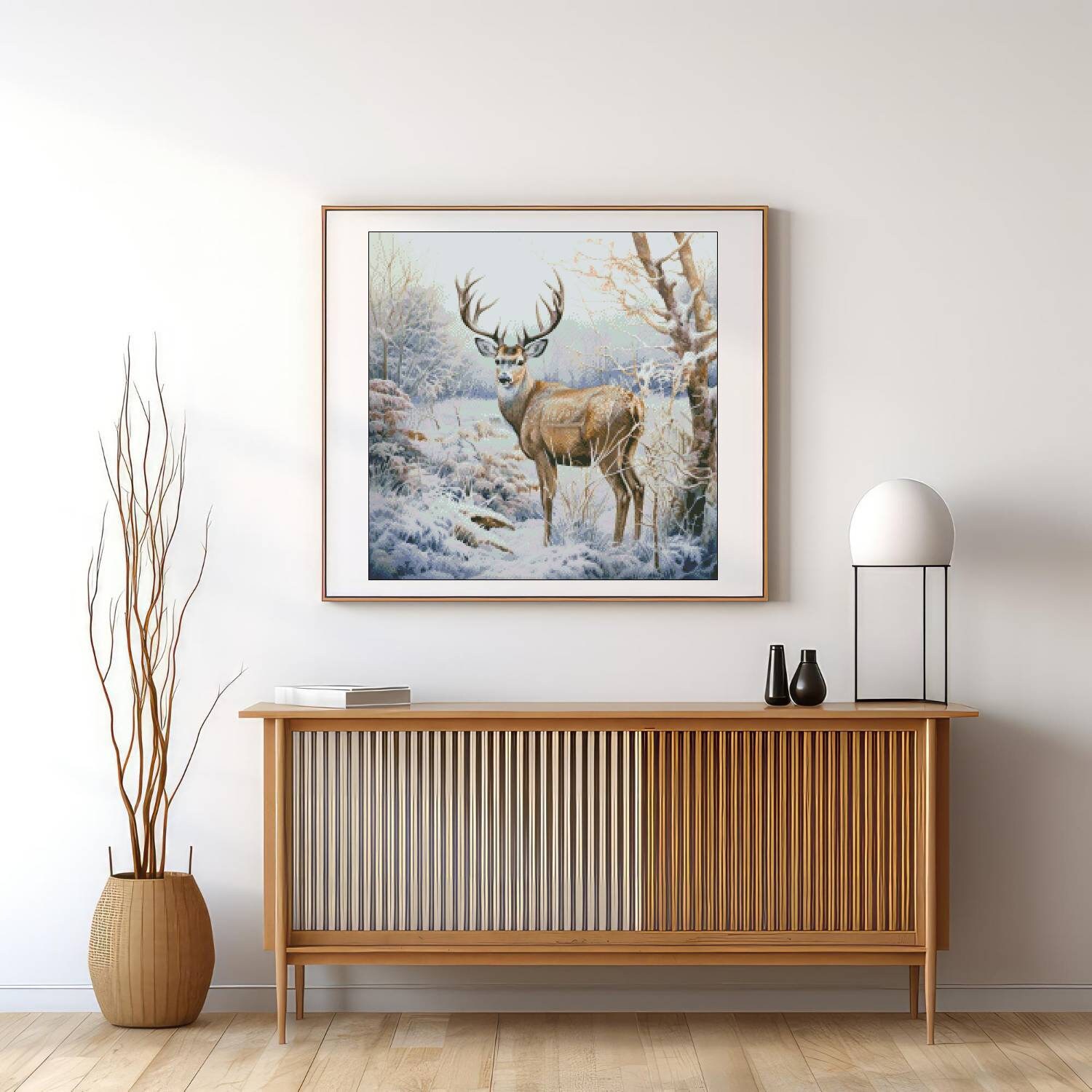 Winter Deer Cross Stitch Pattern: Snowy Forest Landscape (PDF Pattern ...