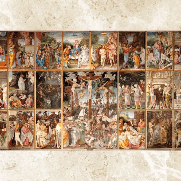 Jesus Cross Stitch Pattern, Life of Jesus (large) by Gaudenzio Ferrari, Pdf , Instant Download