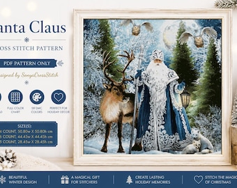 Santa Claus Cross Stitch Pattern: Winter Scene (PDF Download, Pattern Keeper Compatible)
