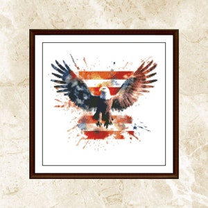 Aquarell Kreuzstich Muster,Adler Mit Flagge,Amerikanische Flaggen,Muster,Muster,Stickerei,xstitch,Pdf,Sofort Download
