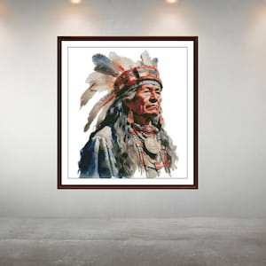 Native American Old Man Cross Stitch patroon, patroon Keeper, xstitch, handwerk, PDF-formaat, Instant Download