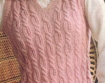 Patrón de chaleco de punto trenzado vintage: Jersey sin mangas para mujer (patrón en PDF)