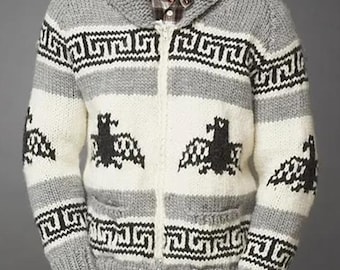 Vintage KANATA Hand Knit Chunky Cowichan Inspired Sweater Jacket