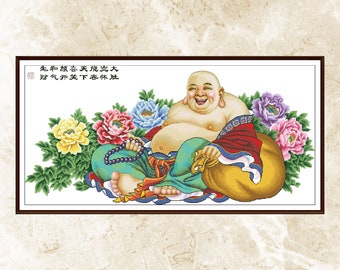 Patrón de punto de cruz del Monje Alegre: Bordado del Buda Sonriente (PDF)