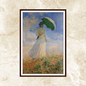 Monet Cross Stitch Pattern, Woman With a Parasol, Elegant Woman,Elegant Lady,Counted Cross Stitch,Embroidery, PDF,Instant Download