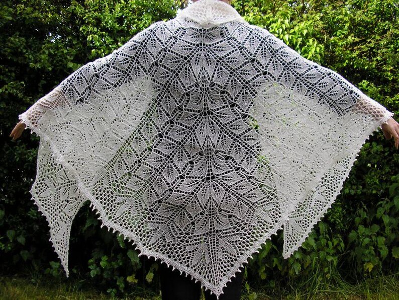 Elegant Lace Triangle Shawl Knitting Pattern | One Size Lightweight ...