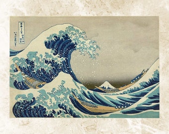 葛飾北斎 神奈川沖浪裏 モチーフ 手刺繍 波アート 和風インテリア　刺繍フレーム 神奈川沖浪裏 クロスステッチキット 葛飾北斎 浮世絵刺繍 - Etsy 日本
