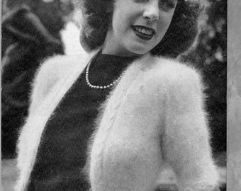 Vintage Angora-Strickjacke PDF Muster – 1940er Jahre Strickmuster – Flauschig weicher Mohair Stil – Digitaler Download – Retro Damenpullover