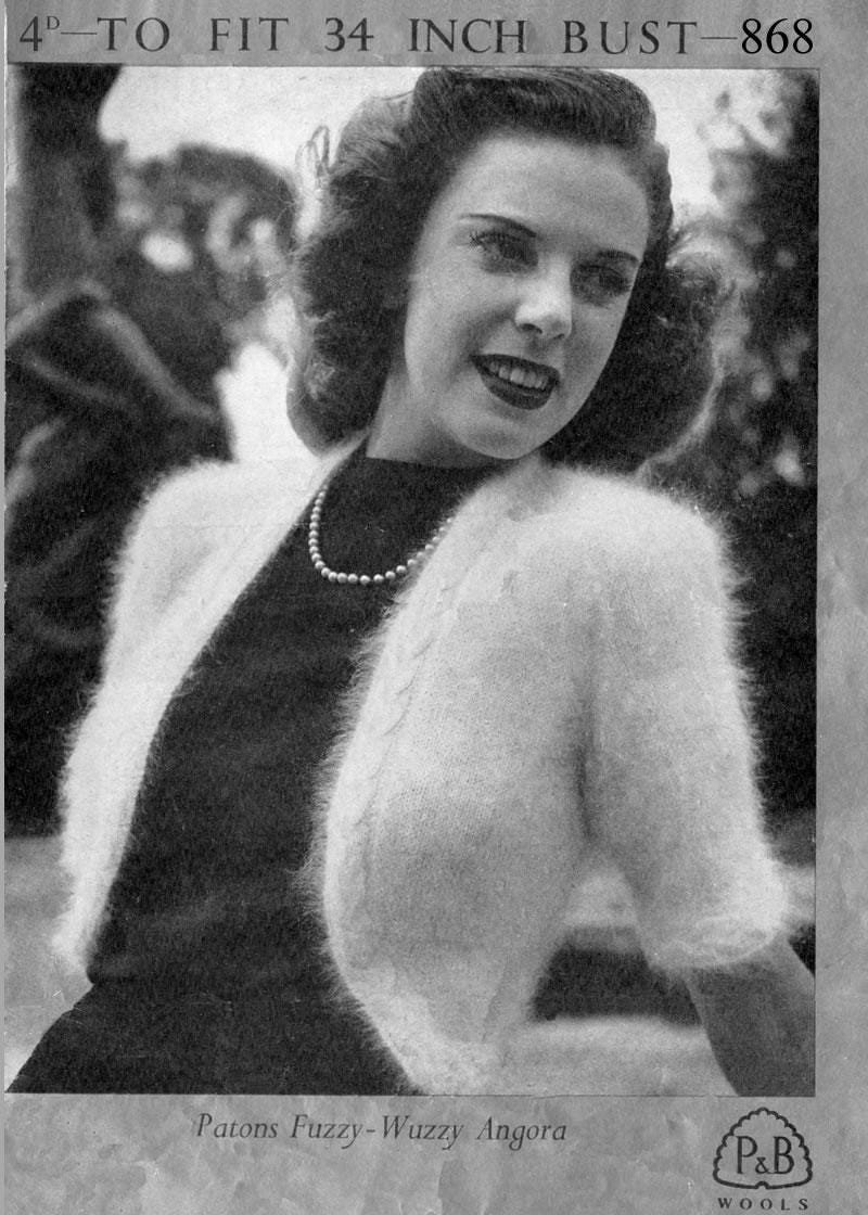 Vintage Angora Cardigan PDF Pattern – 1940s Knitting Pattern – Fuzzy ...
