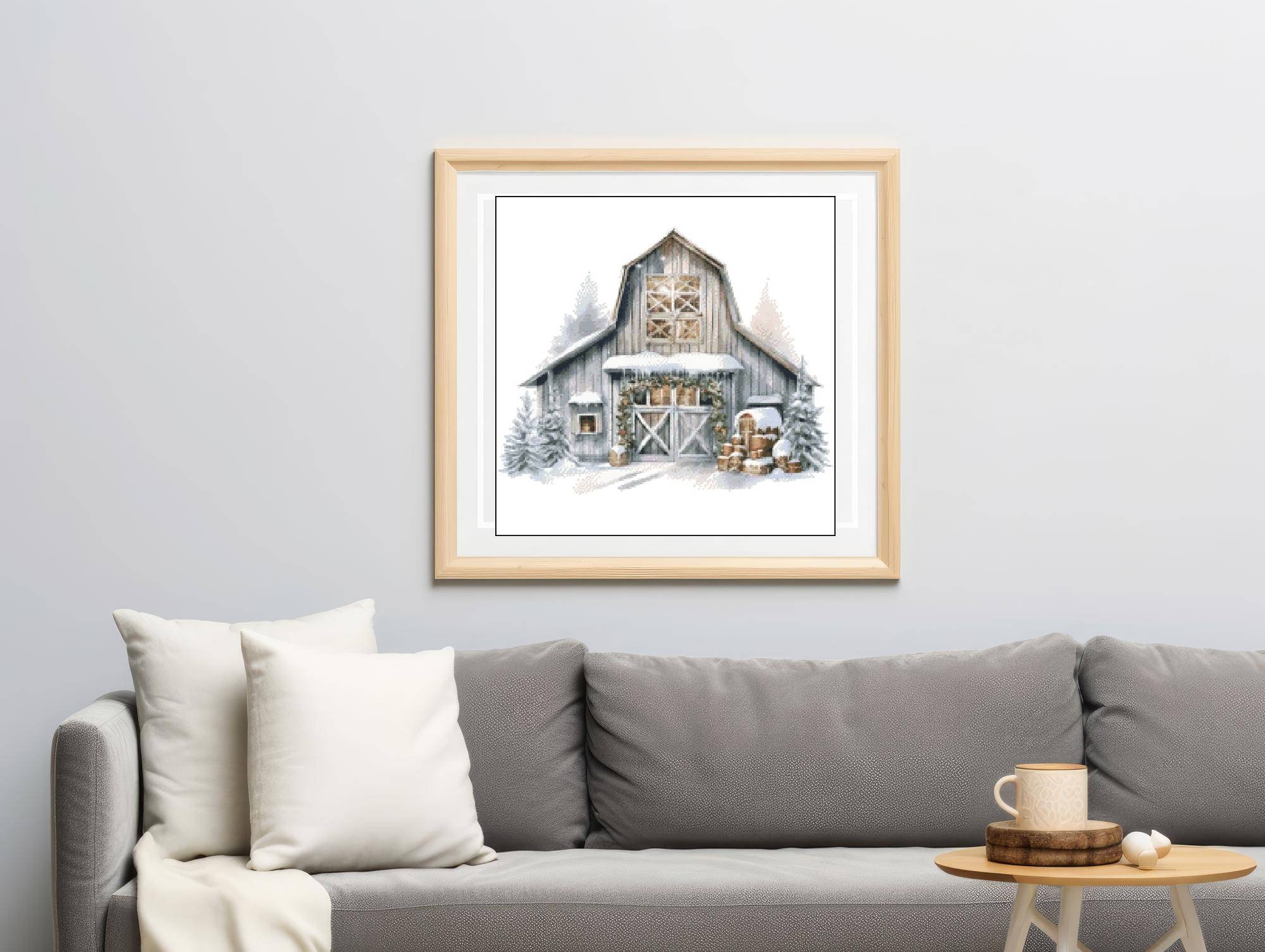 Winter Barn Cross Stitch Pattern Pdf,snowy Farmhouse Embroidery Chart ...