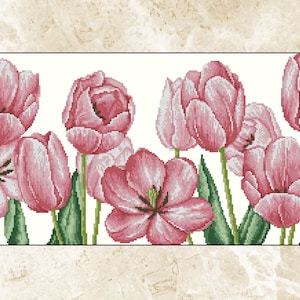 Cross Stitch Pattern, Tulips , Pdf , Instant Download