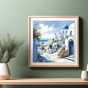 Watercolor Cross Stitch Pattern,Santorini,City,Greek House,Landscape,Pattern Keeper,Mediterrenian,Pdf,Instant Download
