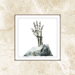 Watercolor Halloween Cross Stitch Pattern,Skeleton Hand on Rock,xstitxh,Pattern Keeper,Embroidery,Instant Download