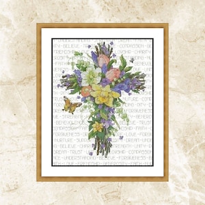 Schema punto croce floreale,Croce floreale primaverile,Custode di modelli,xstitxh,Ricamo,Pdf,Download istantaneo