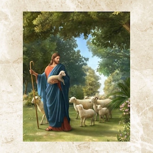 Jezus-kruissteekpatroon, Jezus Christus-herder, Jezus Christus, Pattern Keeper, xstitxh, borduurwerk, pdf, directe download