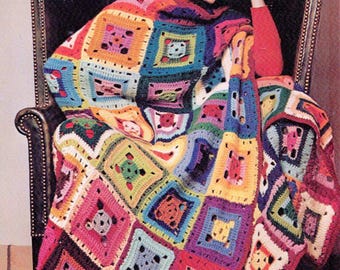 1960s Mod Granny Square Crochet Blanket Pattern Pdf Instant