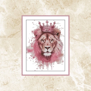 Kreuzstichmuster, rosa Löwe Prinzessin, Kreuzstichmuster, Kreuzstichmuster, Stickerei, Pdf, sofort Download