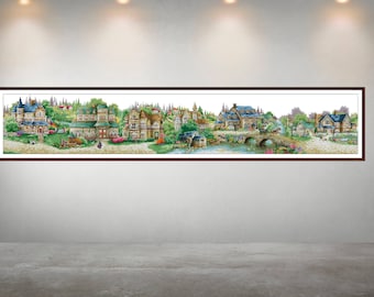 Patrón de punto de cruz de Green Village: estilo victoriano (patrón PDF)