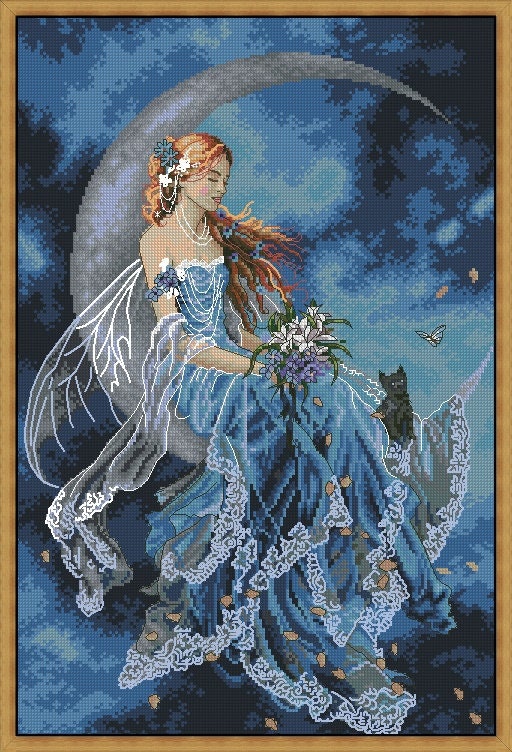 Wind Moon Fairy Cross Stitch Pattern: Fantasy Embroidery (PDF Pattern ...