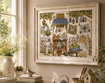 Garden Charm  Cross Stitch Pattern,  The Gardener ,Counted Cross Stitch Patterns, Printable Chart, Pdf , Instant Download