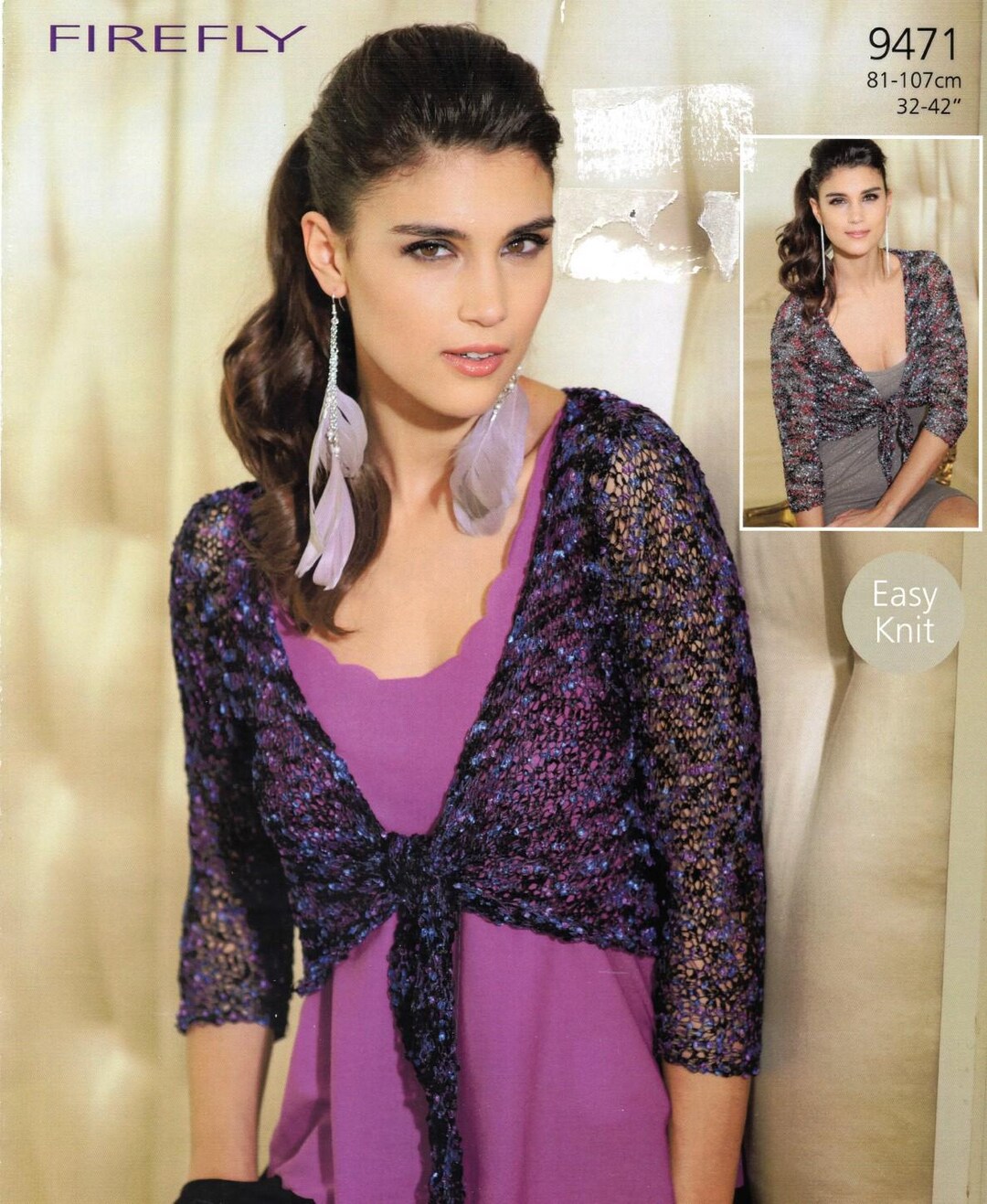 Lace Knit Bolero Pattern, Women's Tie-front Cardigan (PDF Pattern