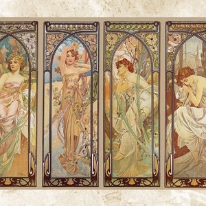 Cross Stitch Pattern ,Times of the Day by Alphonse Mucha,Instant Download
