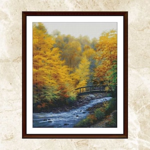 Cross Stitch Pattern,Autumn Stream , Pdf , Instant Download